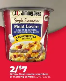 Hy-Vee Jimmy Dean Simple Scrambles or Morning Combos offer