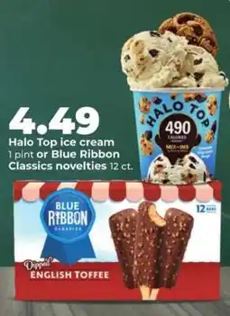 Hy-Vee Halo Top ice cream or Blue Ribbon Classics novelties offer