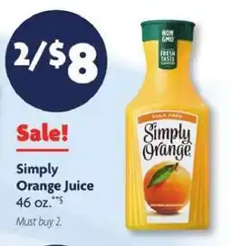 Family Dollar Simply Orange Juice offer