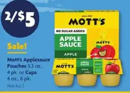 Family Dollar Mott's Applesauce Pouches or Cups offer