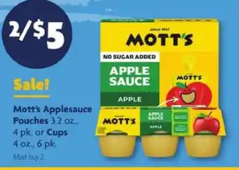 Family Dollar Mott's Applesauce Pouches or Cups offer