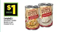 Dollar General Campbell's Homestyle Chicken Noodle or Clam Chowder 10.5 oz offer