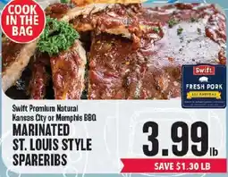Market Basket Swift Premium Natural Kansas City or Memphis BBQ Marinated St. Louis Style Spareribs offer