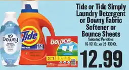 Market Basket Tide or Tide Simply Laundry Detergent or Downy Fabric Softener or Bounce Sheets offer