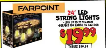 Ollie's FARPOINT 24' LED STRING LIGHTS offer