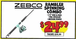 Ollie's ZEBCO RAMBLER SPINNING COMBO offer