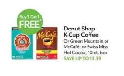 Publix Donut Shop K-Cup Coffee or Green Mountain or McCafe or Swiss Miss Hot Cocoa offer