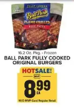 Food Lion Ball Park fully cooked original burgers offer