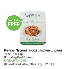 Publix Kevin's Natural Foods Chicken EntrΓ©es offer