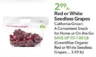 Publix Red or White Seedless Grapes offer