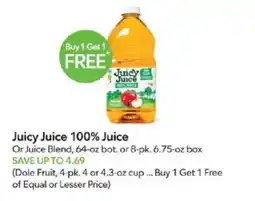 Publix Juicy Juice 100% Juice offer
