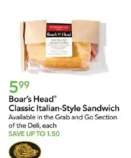 Publix Boar's Head Classic Italian-Style Sandwich offer