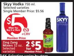 Vons Skyy Vodka offer