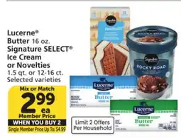 Vons Lucerne Butter 16 oz. Signature SELECT Ice Cream or Novelties 1.5 qt. or 12-16 ct offer