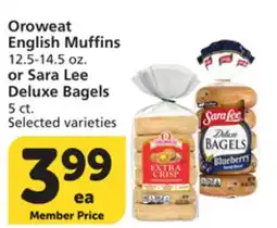 Vons Oroweat English Muffins 12.5-14.5 oz. or Sara Lee Deluxe Bagels 5 ct offer