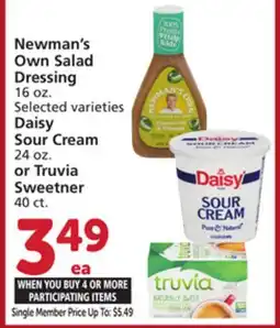 Vons Newman's Own Salad Dressing 16 oz. Daisy Sour Cream 24 oz. or Truvia Sweetner 40 ct offer