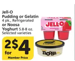 Vons Jell-O Pudding or Gelatin 4 pk., Refrigerated or Noosa Yoghurt 5.8-8 oz offer