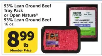 Vons 93% Lean Ground Beef Tray Pack or Open Nature 93% Lean Ground Beef offer