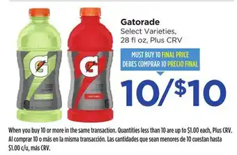Food 4 Less Gatorade offer