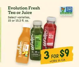 Sprouts Farmers Market Evolution Fresh Tea or Juice offer