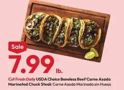 Stater Bros Cut Fresh Daily USDA Choice Boneless Beef Carne Asada Marinated Chuck Steak offer