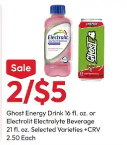 Stater Bros Ghost Energy Drink 16 fl. oz. or Electrolit Electrolyte Beverage 21 fl. oz offer