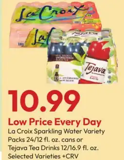 Stater Bros La Croix Sparkling Water Variety Packs 24/12 fl. oz. cans or Tejava Tea Drinks 12/16.9 fl. oz offer