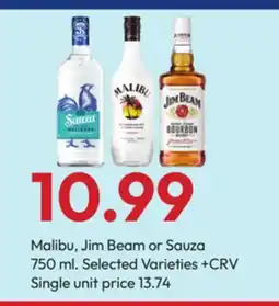 Stater Bros Malibu, Jim Beam or Sauza offer