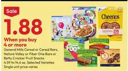 Stater Bros General Mills Cereal or Cereal Bars, Nature Valley or Fiber One Bars or Betty Crocker Fruit Snacks offer