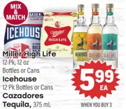 Tony’s Fresh Market Miller High Life, Icehouse, Cazadores Tequila offer