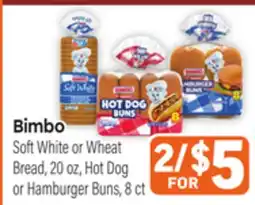 Tony’s Fresh Market Bimbo Soft White or Wheat Bread, 20 oz, Hot Dog or Hamburger Buns, 8 ct offer