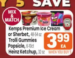 Tony’s Fresh Market Kemps Premium Ice Cream or Sherbet, Trolli Gummies Popsicle or Heinz Ketchup offer