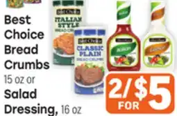 Tony’s Fresh Market Best Choice Bread Crumbs or Salad Dressing offer