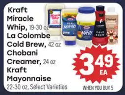 Tony’s Fresh Market Kraft Miracle Whip, La Colombe Cold Brew, Chobani Creamer, Kraft Mayonnaise offer
