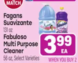 Tony’s Fresh Market Fagans Suavizante 131 oz Fabuloso Multi Purpose Cleaner offer