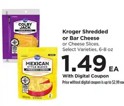 Food 4 Less Kroger Shredded or Bar Cheese offer