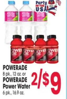 Jewel-Osco POWERADE 8 pk., 12 oz. or POWERADE Power Water 6 pk., 16.9 oz offer