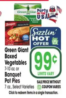 Jewel-Osco Green Giant Boxed Vegetables 7-10 oz. or Banquet Pot Pies 7 oz offer
