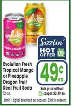 Jewel-Osco Evolution Fresh Tropical Mango or Pineapple Dragon Fruit Real Fruit Soda offer