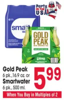 Jewel-Osco Gold Peak, 6 pk., 16.9 oz. or Smartwater, 6 pk., 500 ml offer