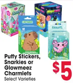 Jewel-Osco Puffy Stickers, Snarkies or Glomeez Charmlets offer