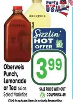 Jewel-Osco Oberweis Punch, Lemonade or Tea offer