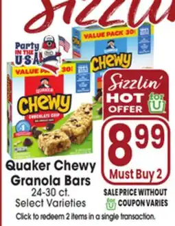 Jewel-Osco Quaker Chewy Granola Bars offer