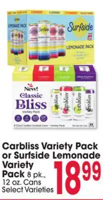 Jewel-Osco Carbliss Variety Pack or Surfside Lemonade Variety Pack offer