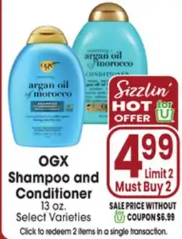 Jewel-Osco OGX Shampoo and Conditioner offer