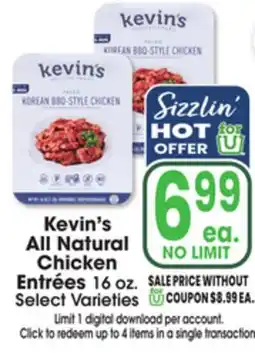 Jewel-Osco Kevin's All Natural Chicken Entrées offer