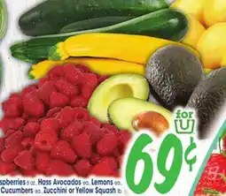 Jewel-Osco Raspberries 6 oz. Hass Avocados eq. Lemons eq. Cucumbers or Zucchini or Yellow Squash 1b offer