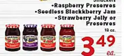 Rio Valley Market Smuckers • Raspberry Preserves • Seedless Blackberry Jam • Strawberry Jelly or Preserves offer