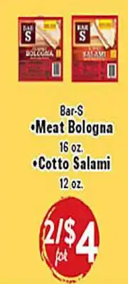 Rio Valley Market Bar-S Meat Bologna 16 oz. Cotto Salami 12 oz offer