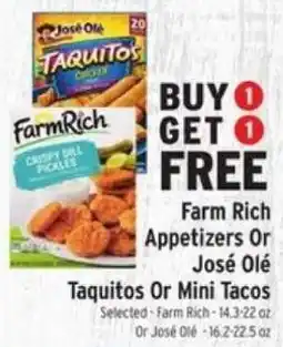 Brookshire's Farm Rich Appetizers Or José Olé Taquitos Or Mini Tacos offer
